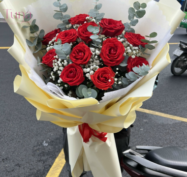 Bó hoa hồng đỏ ohara (12 cành) 01-69