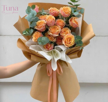 Bó hoa hồng cam nhạt Shine 01-89