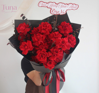 Bó hoa hồng đỏ (16 cành) 08-09